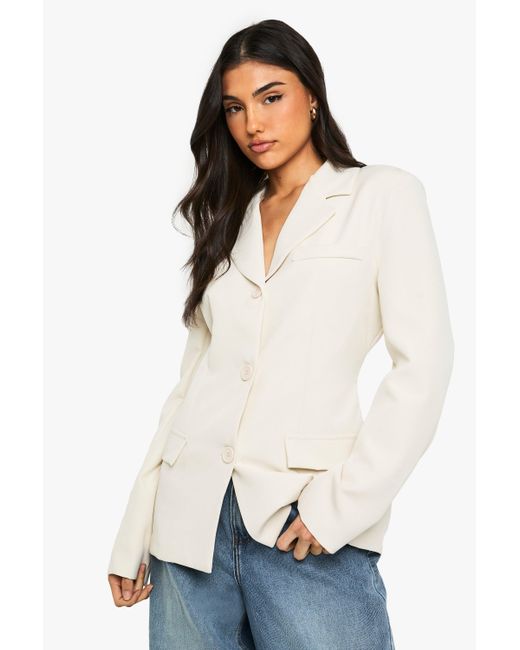 Boohoo Blue Button Down Tailored Blazer