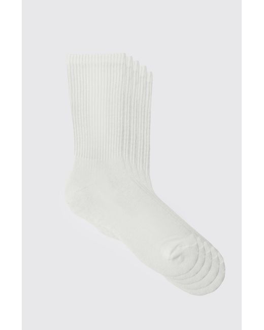BoohooMAN 5 Plain Sports Socks in White für Herren