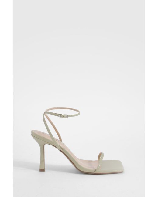 Boohoo White Wide Fit Skinny Strap Square Toe Barely There