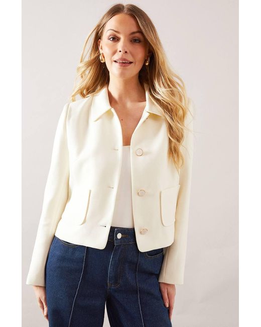 Wallis White Button Detail Collared Jacket