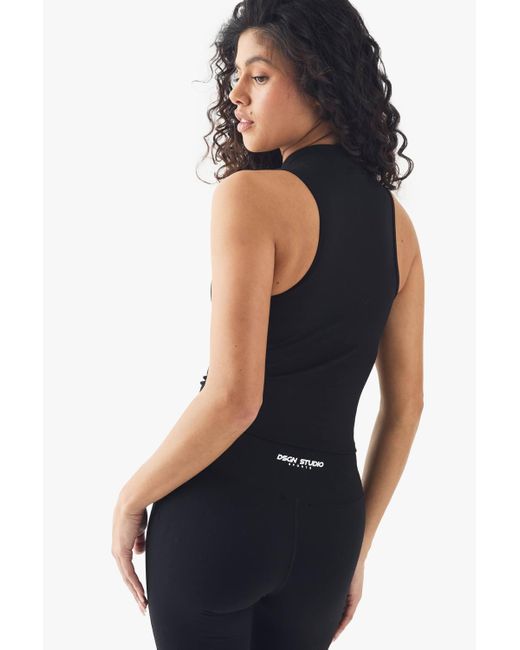 DSGN Studio Black Ultra Sculpt Padded Zip Racer Sports Bra