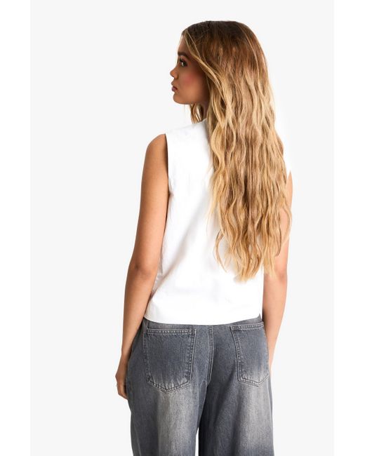 Boohoo White Tailored Nylon Button Waistcoat