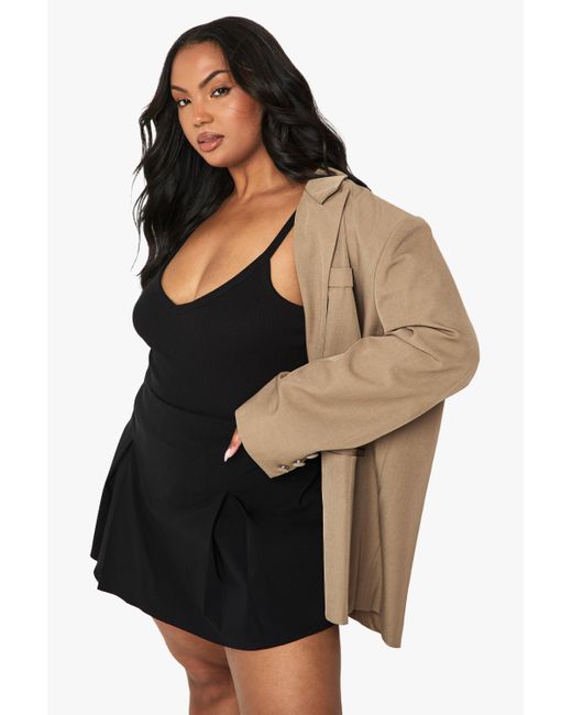 Boohoo Black Plus Bengaline Split Front Skort