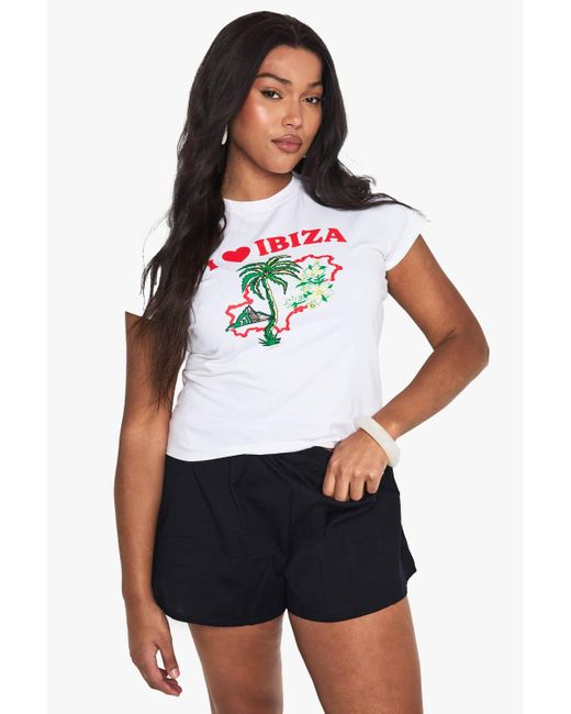 Boohoo White Plus Ibiza Baby T-Shirt