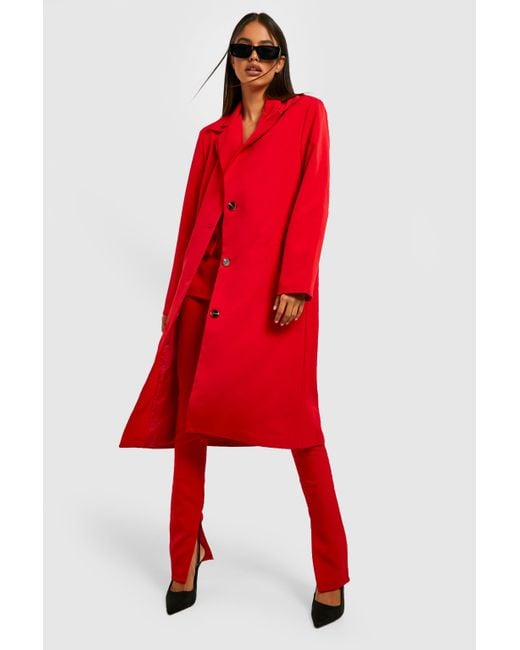 Abrigo Oversize Entallado de Boohoo de color Rojo | Lyst