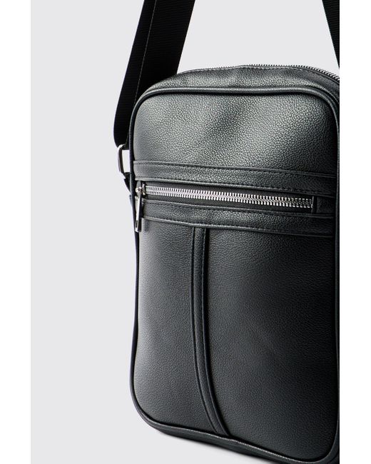 BoohooMAN Schwarze PU-Umhängetasche in Black für Herren