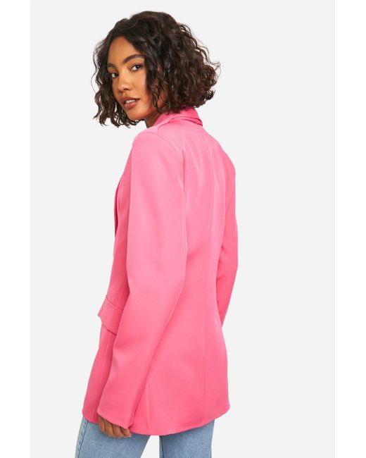Boohoo Pink Tall Woven Tailored Fitted Blazer