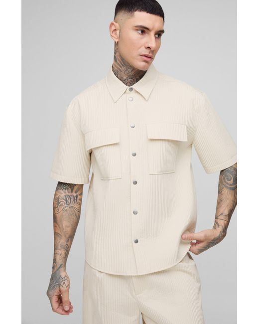 Technic Natural Tall Al Pleated Oversized Short Sleeve Shirt