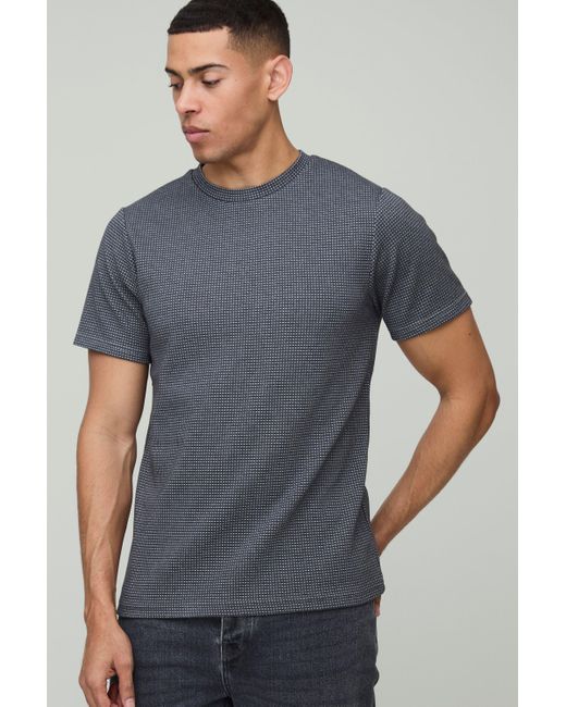 Boohoo Gray Slim Fit Contrast Waffle T-Shirt