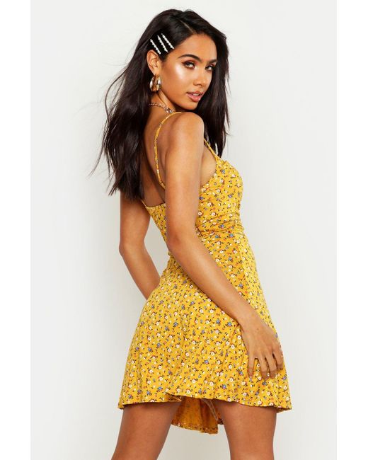 Boohoo Ditsy Floral Ruched Front 