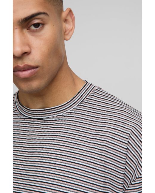 BoohooMAN Kastiges geripptes Oversize T-Shirt in Gray für Herren