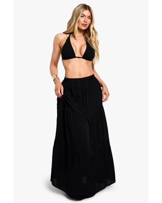 Falda Maxi Para La Playa Essentials Boohoo de color Black