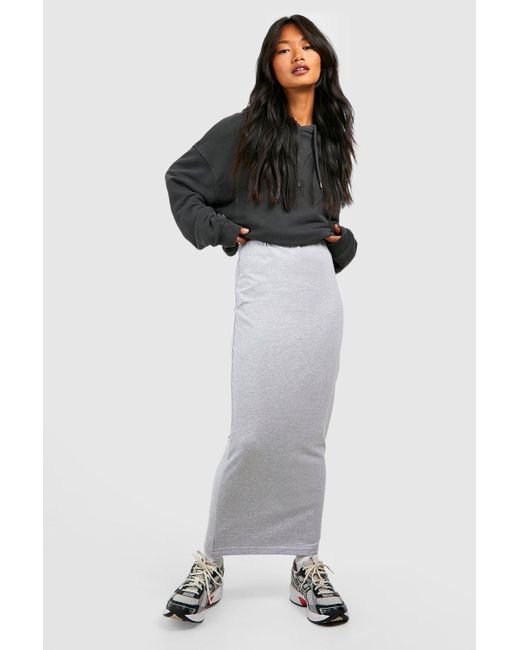 Boohoo Black Cotton Jersey High Waisted Midaxi Skirt