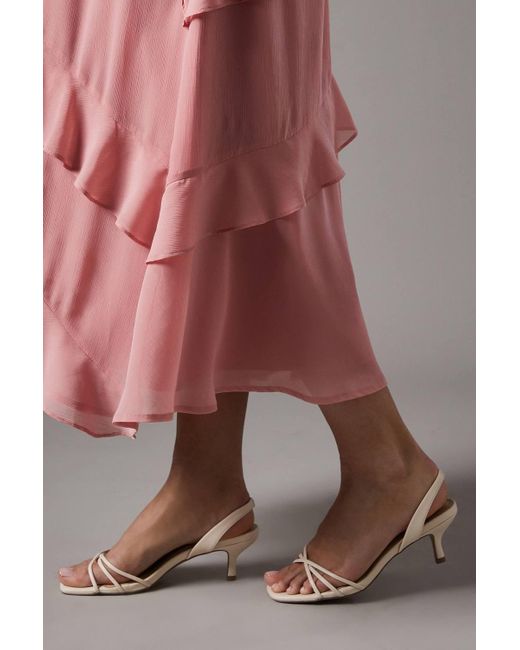 Coast Natural Wide Fit Valina Faux Leather Slingback Cross Strap Kitten Heel Sandals