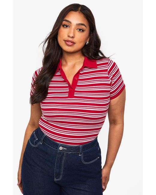Boohoo Plus Fitted Collared Top