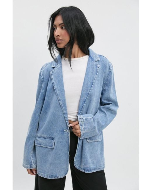 Boohoo Blue Oversized Denim Blazer
