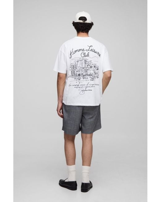 BoohooMAN Gray Prince Of Wales Plaid Tailored Short for men