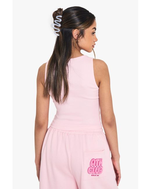 Top Sin Mangas De Felpa Con Escote En U De Ath Club Boohoo de color Pink