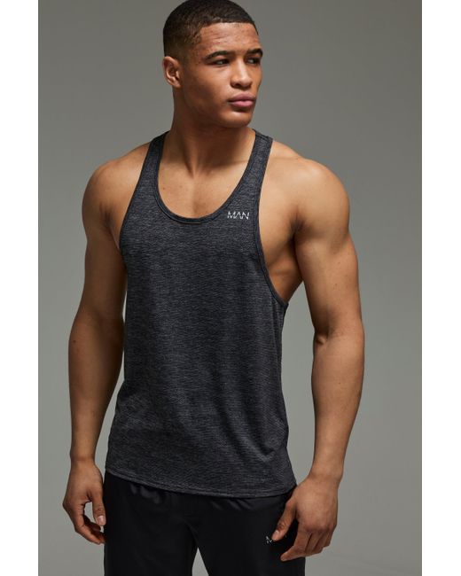 Boohoo Gray Active Lightweight Racer Drop Armhole Tank