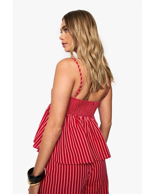 Boohoo Red Stripe Smock Cami