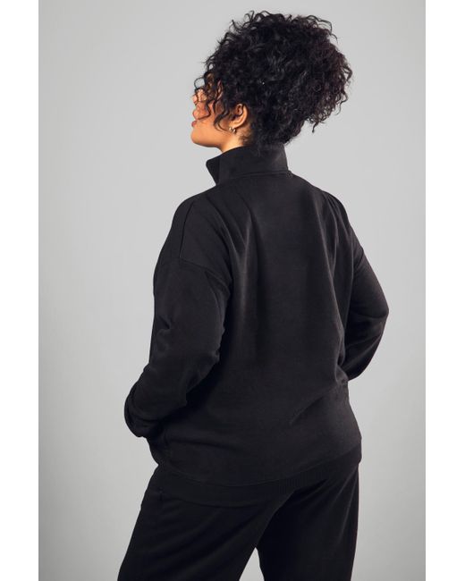 Sudadera Oversize Con Bordado Dsgn Studio Y Cremallera A La Mitad Boohoo de color Black