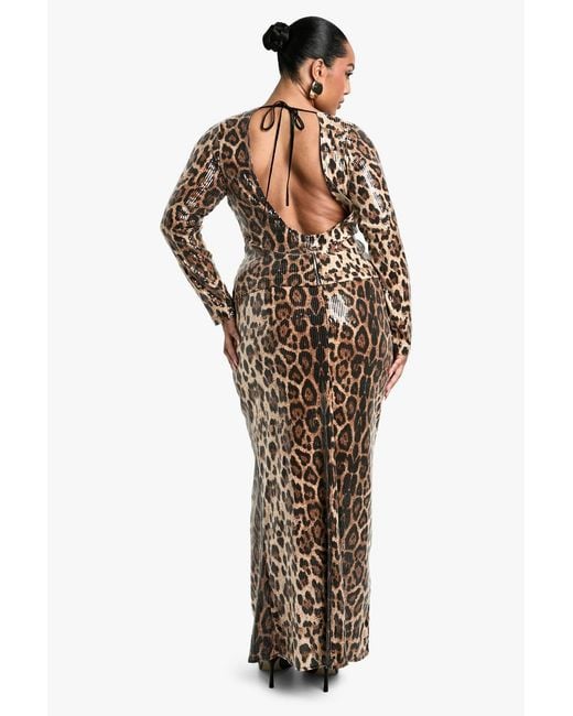 Boohoo Multicolor Plus Leopard Sequin Column Maxi Skirt