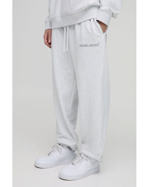 BoohooMAN Gray Baggy Edizione Limitata Heavyweight Joggers for men