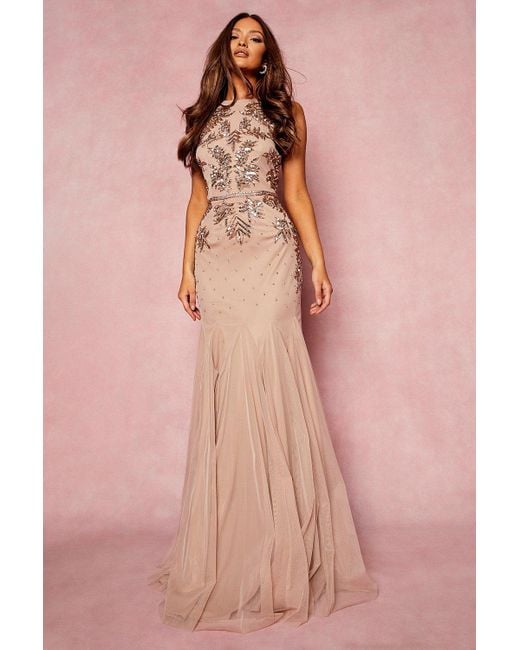 pink embellished bridesmaid dress