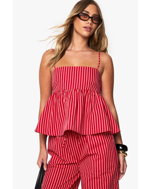 Boohoo Red Stripe Smock Cami