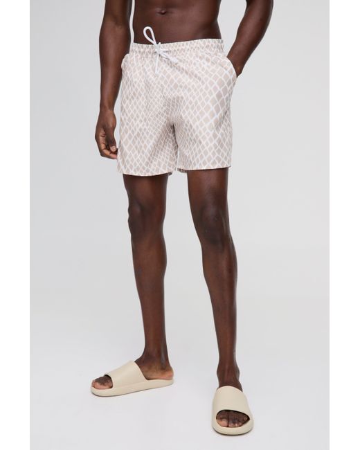 BoohooMAN Multicolor Regular Abstract Animal Print Swim Short for men