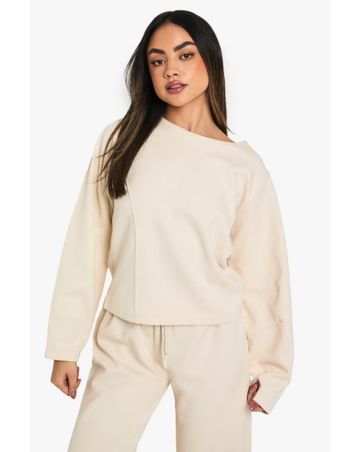 Boohoo Natural Cinched Waist Interlock Sweatshirt
