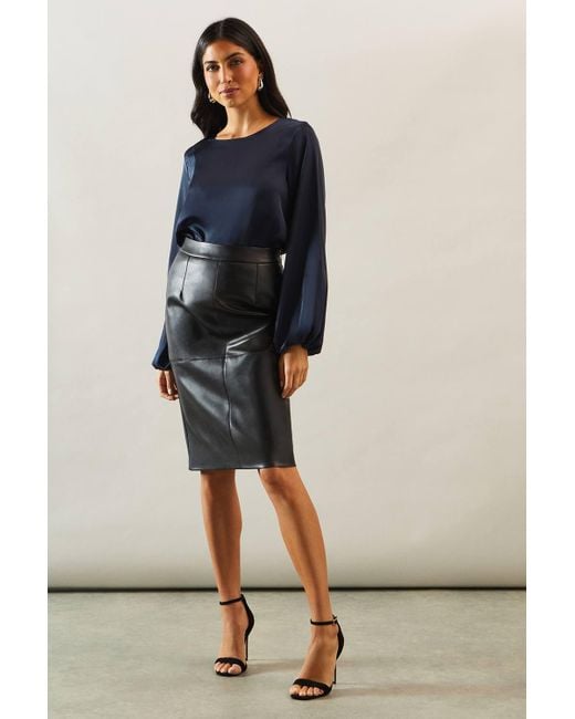 Wallis Blue Satin Bubble Hem Top