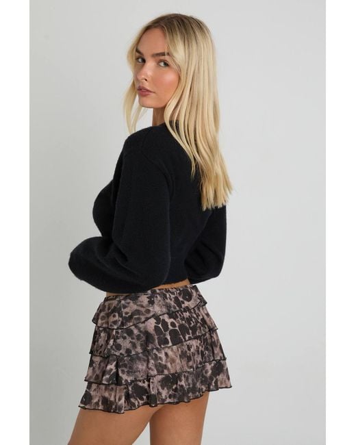 Boohoo Black Tierred Ruffle Skirt With Built