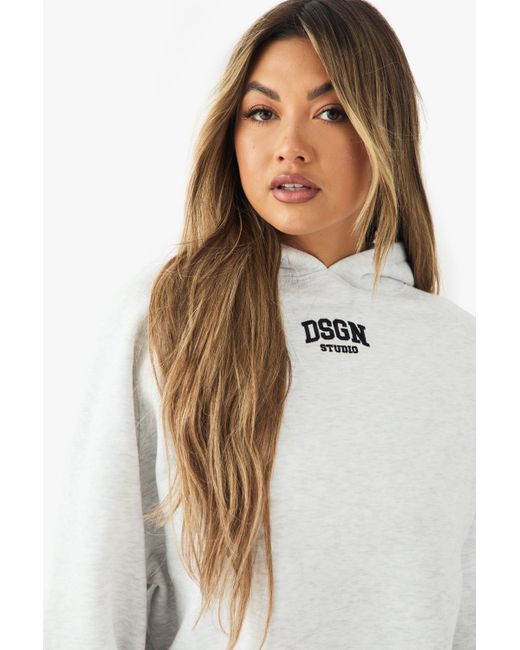 Sudadera Oversize Con Capucha Y Bordado Dsgn Studio Boohoo de color White