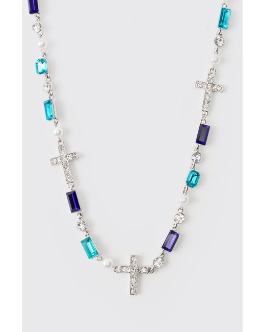 Collar Con Enlace Cruzado Boohoo de color White
