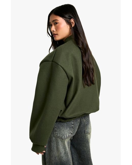 Boohoo Green Wool Look Bomber Jacket