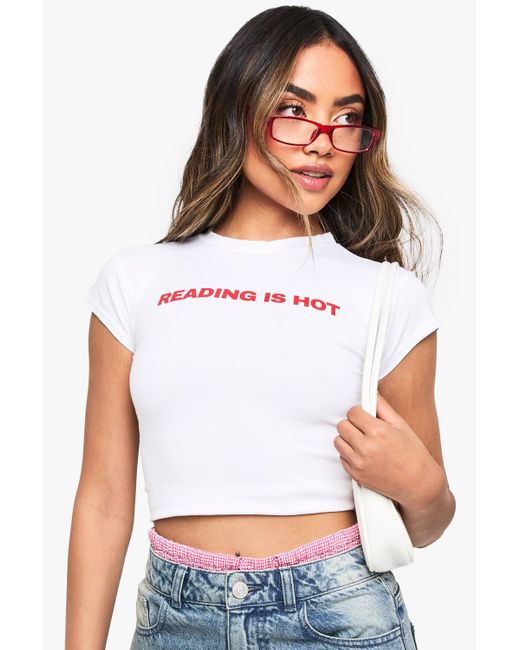 Boohoo White Reading Is Hot Slogan Printed Baby T-Shirt