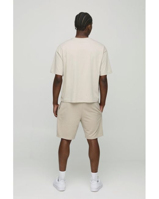 Camiseta Básica Oversize Recta Con Cuello De Caja Boohoo de color Natural