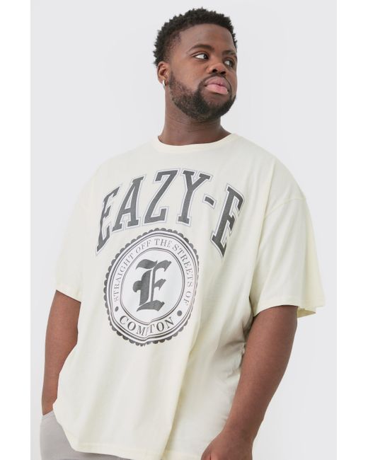 BoohooMAN Plus Oversized Eazy-e License T-shirt Ecru in White für Herren
