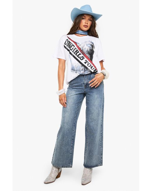 Camiseta Con Estampado De Faja Y Corsé De Vaquera Boohoo de color Green