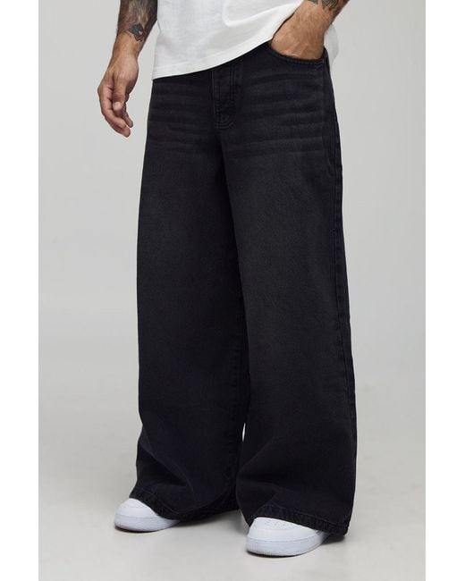 Vaqueros Súper Holgados Sin Tratar Boohoo de color Black