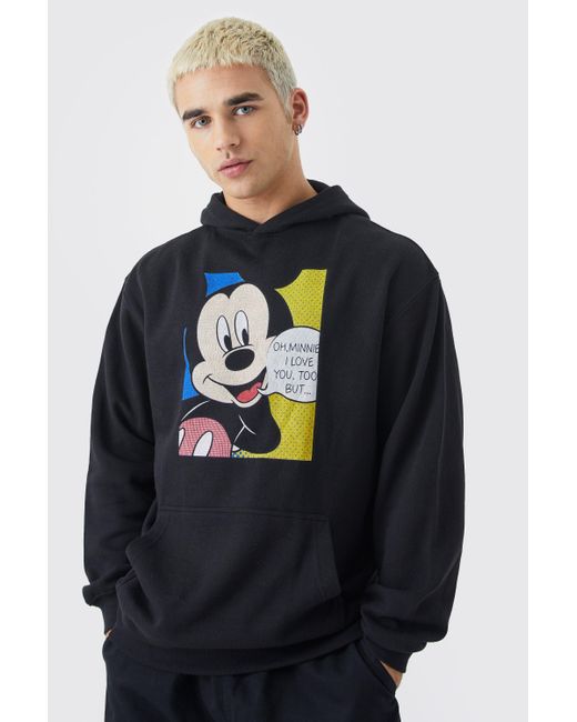 Boohoo Blue Oversized Mickey Mouse License Hoodie