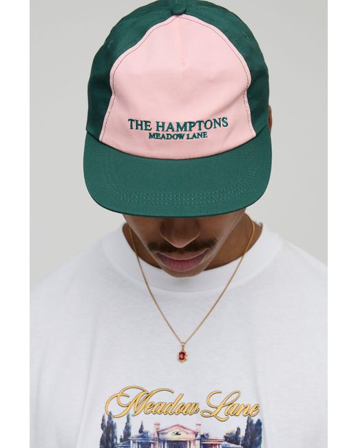 BoohooMAN Pink Hamptons Embroidered Cap for men