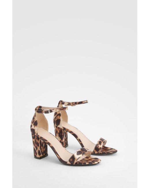 Leopard Mid Block Barely There Heels Boohoo de color White