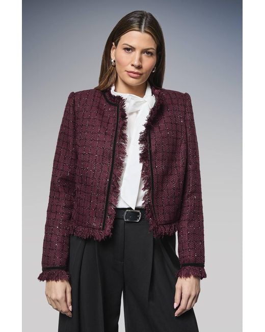 Wallis Purple Boucle Trim Detail Jacket