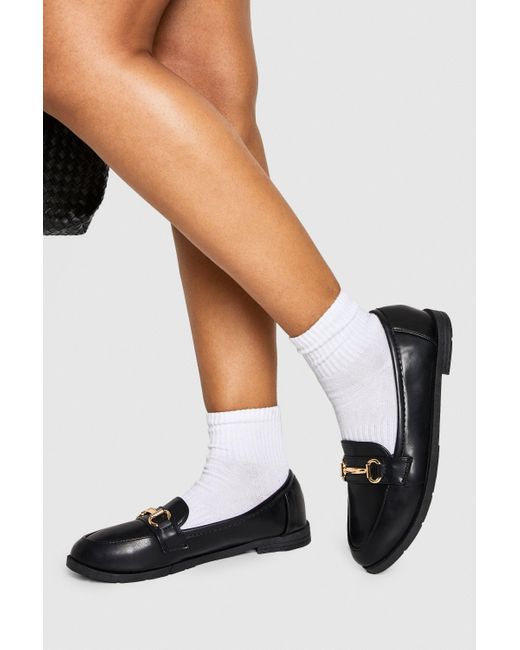 Boohoo Black Hardware Detail Basic Loafers