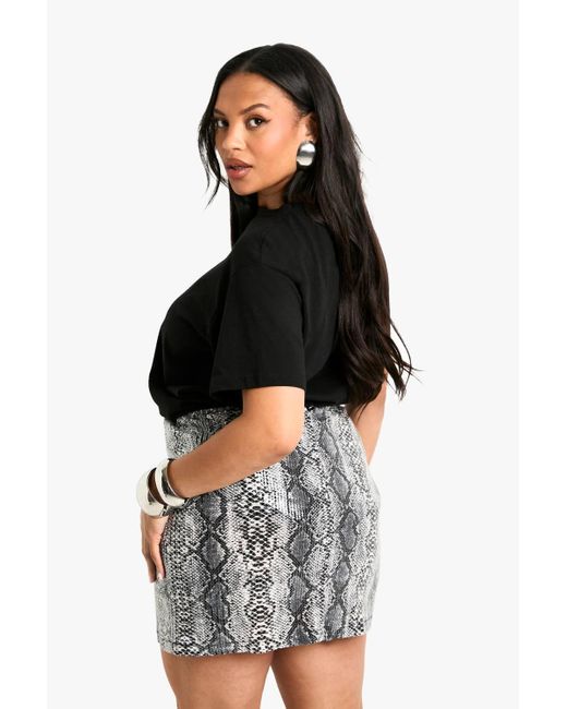 Boohoo Black Plus Sequin Snake Mini Skirt