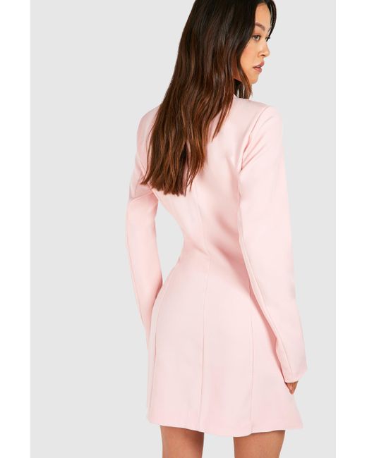 Boohoo Pink Tall Woven Tailored Blazer Dress