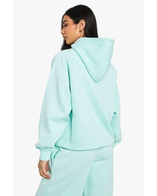 Boohoo Blue Raglan Seam Oversized Hoodie