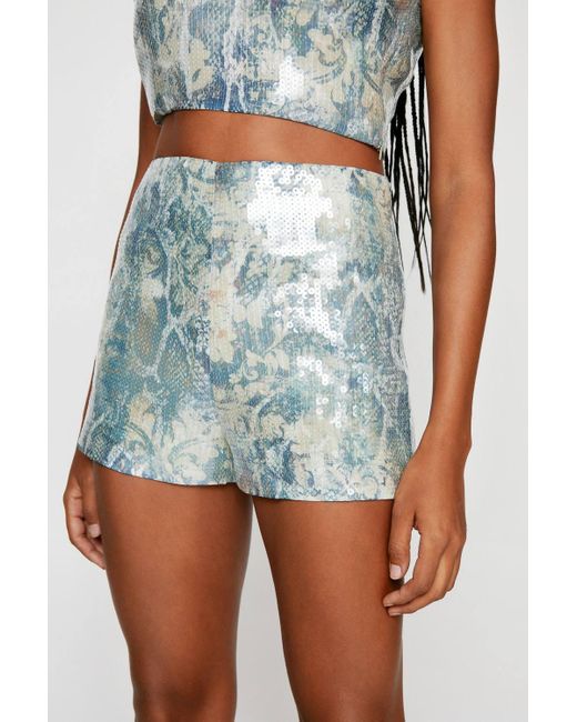 Nasty Gal Multicolor Sequin High Waisted Booty Shorts